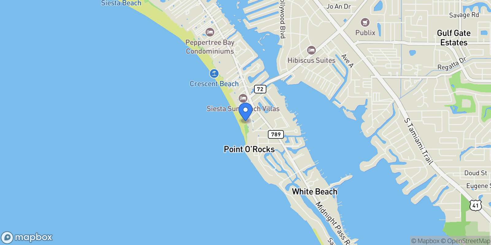 Map showing 1035 SEASIDE DRIVE #404, Siesta Key, Florida, United States.