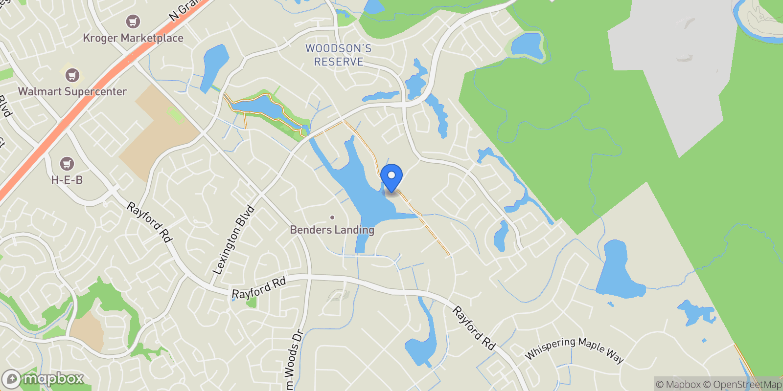 Map showing 28019 E Benders Landing Boulevard NE, Spring, Texas, United States.