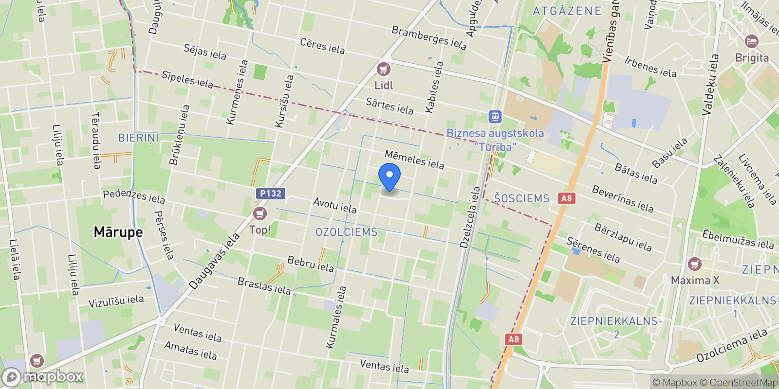 Map showing Pilskalnu iela 15, Mārupe, Mārupes nov., Mārupe, Latvia.
