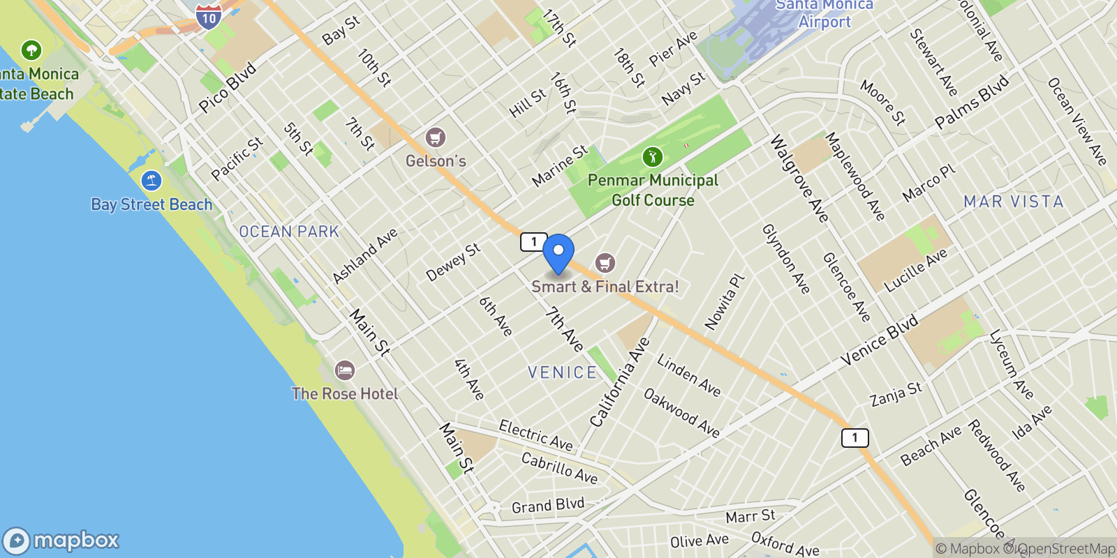 Map showing 745 Sunset Avenue, Los Angeles, California, United States.
