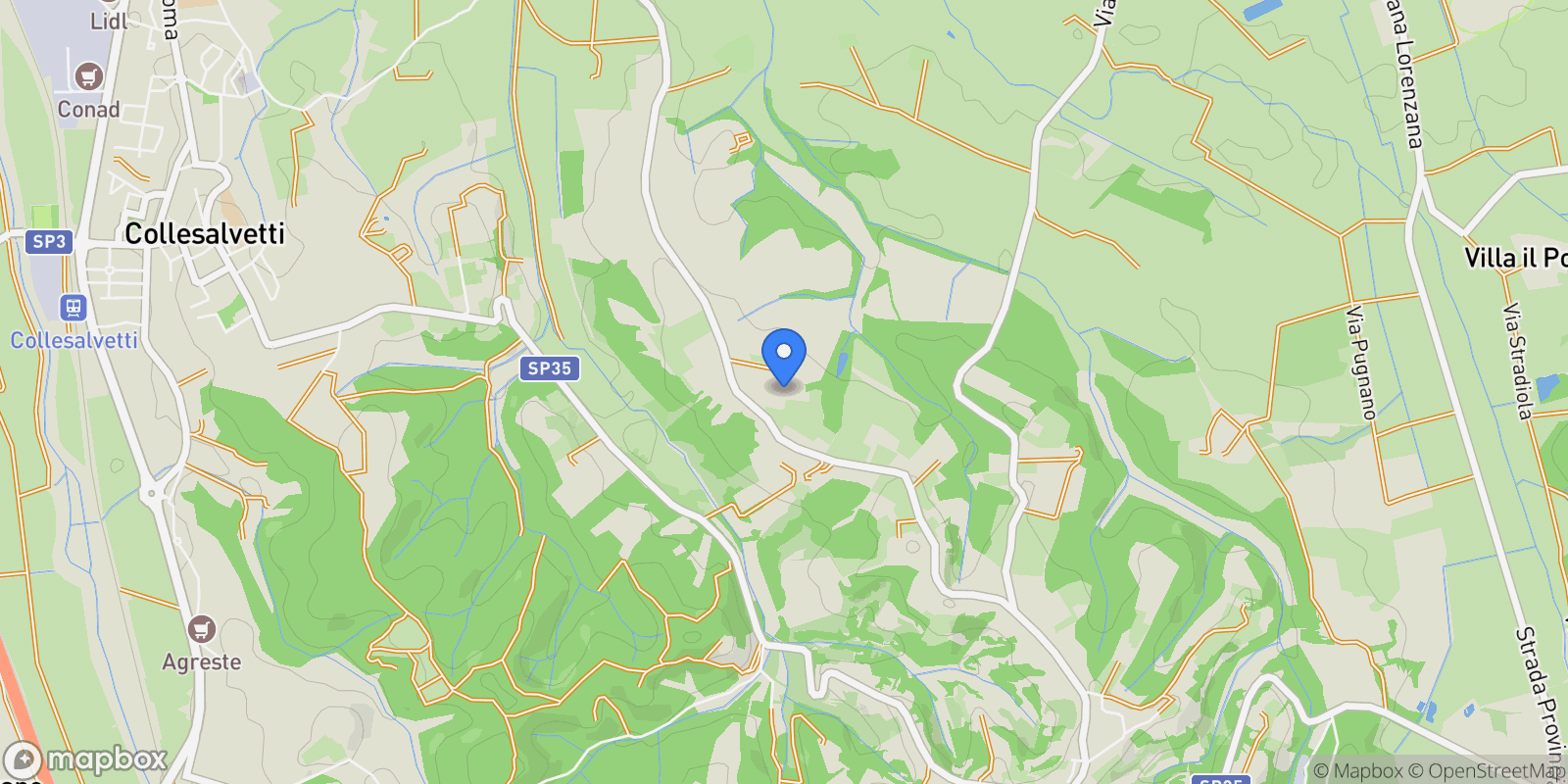 Map showing Pisa, Fauglia, Tuscany, Italy.