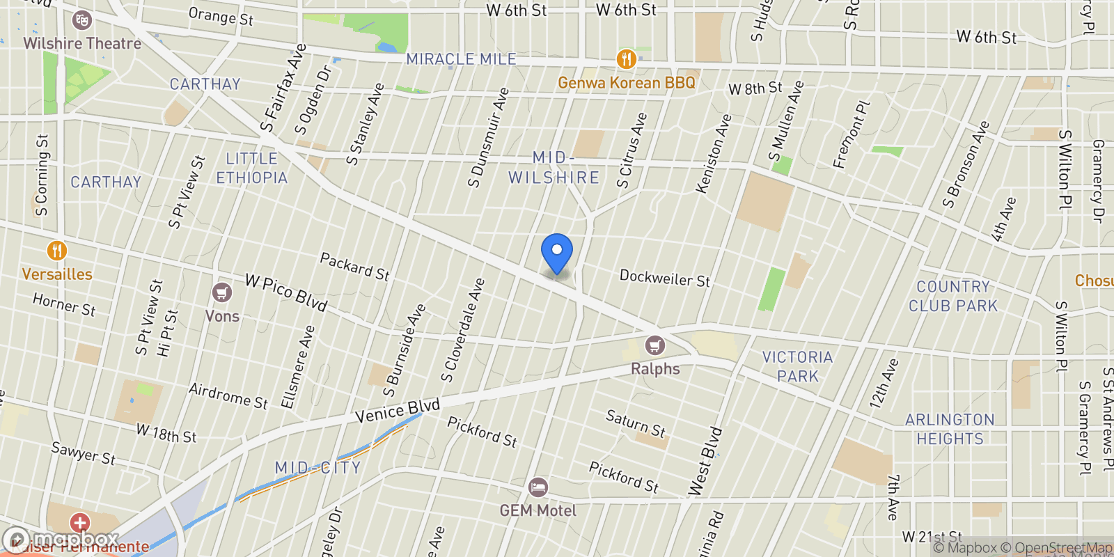 Map showing 1284 S Orange Drive, Los Angeles, California, United States.