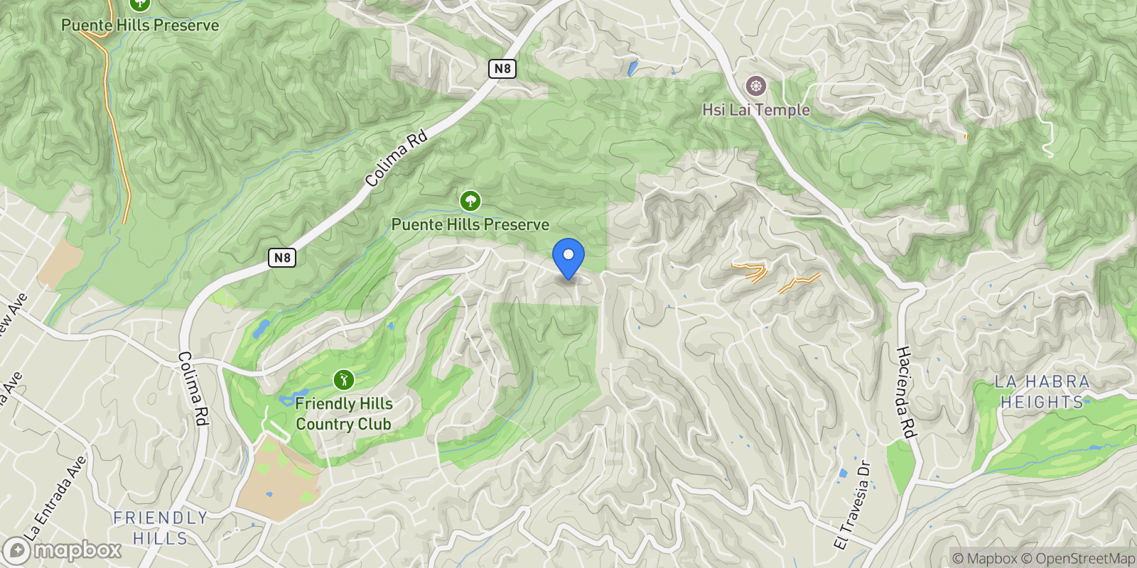 Map showing 8113 Newcastle Drive, Whittier, California, United States.