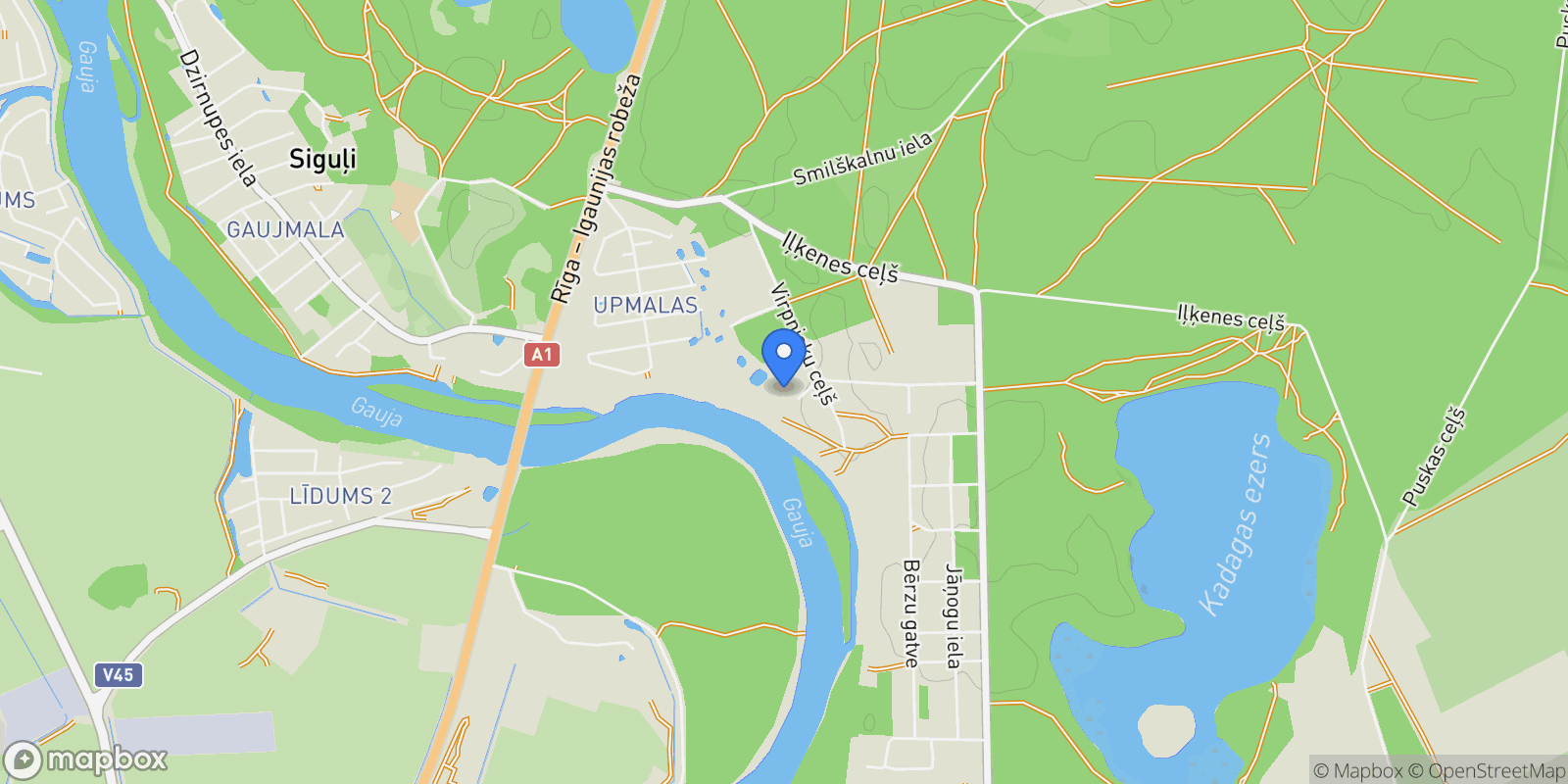 Map showing MelleÅ†u iela 19, Kadaga, Ä€daÅ¾u pag., Ä€daÅ¾u nov., Kadaga, Ä€daÅ¾i Municipality, Latvia.