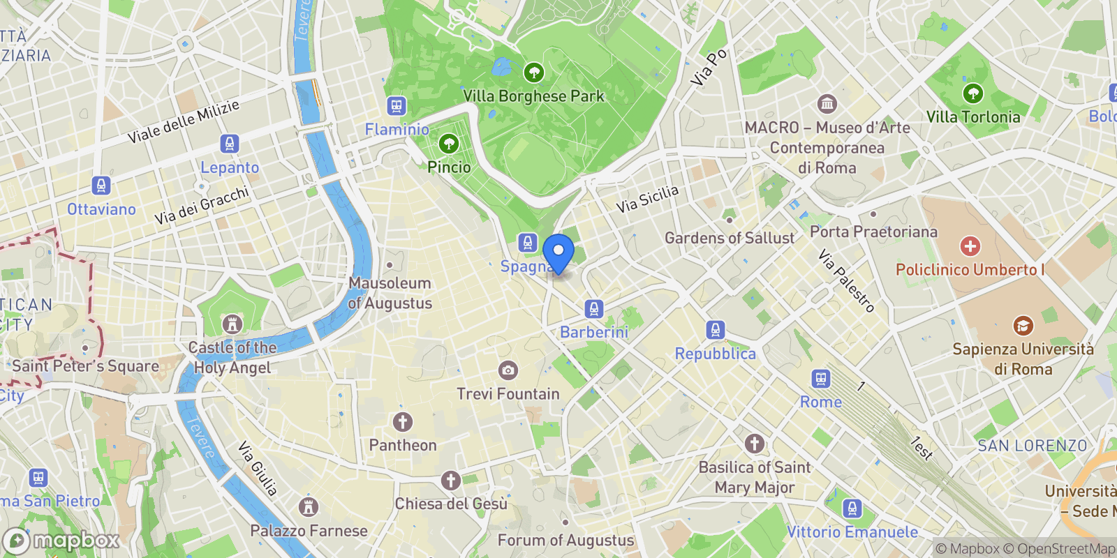 Map showing Via Degli Artisti, Rome, Lazio, Italy.