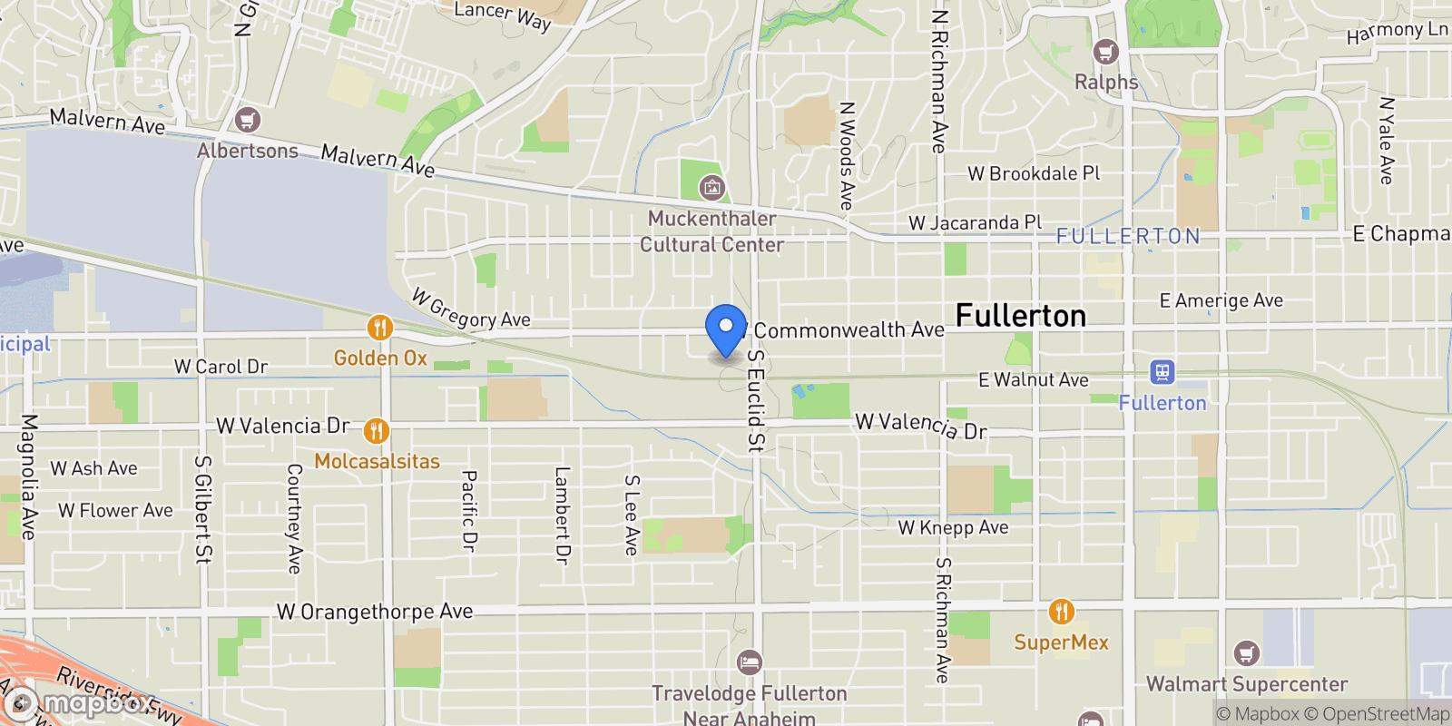 Map showing 1108 Williamson Avenue, Fullerton, California, United States.