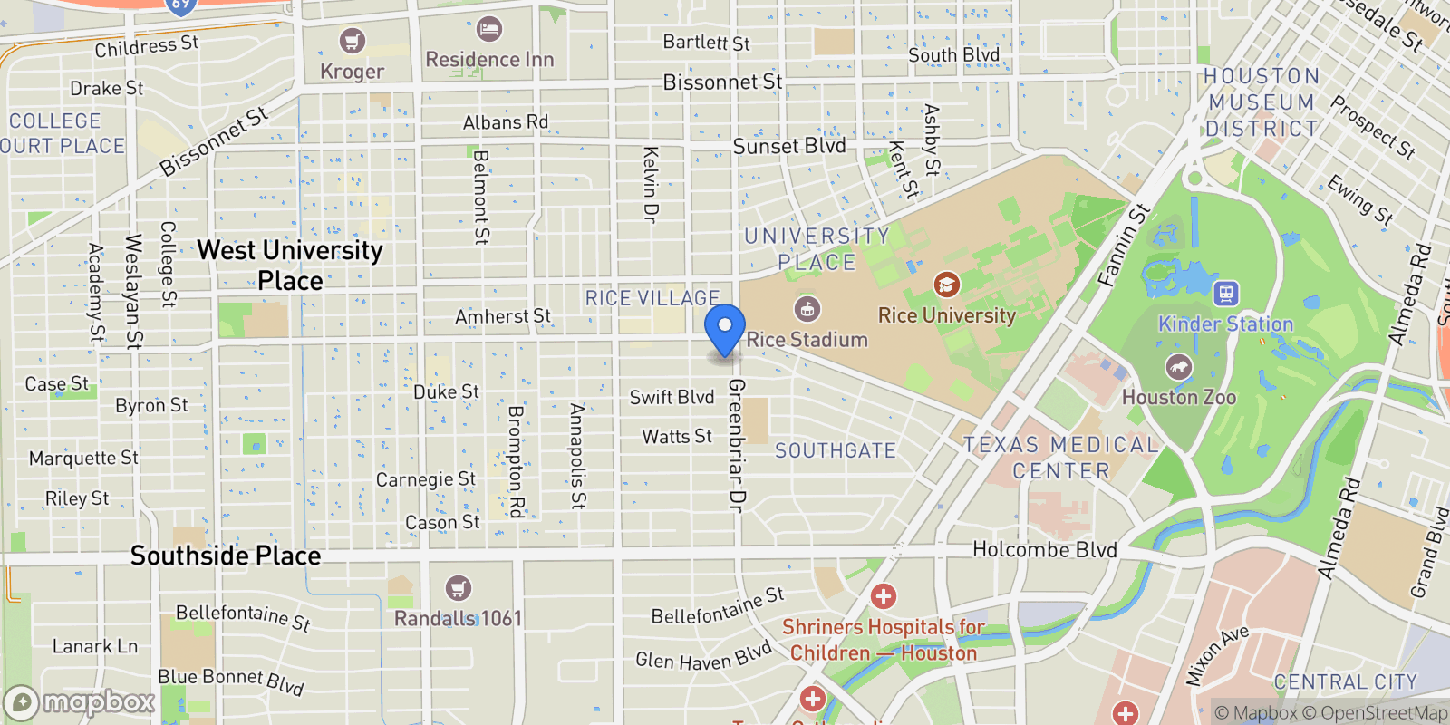 Map showing 2309 Shakespeare Street, Houston, Texas, United States.