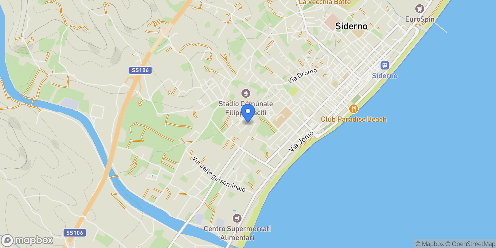 Map showing via Feudo Vecchio, Siderno, Calabria, Italy.