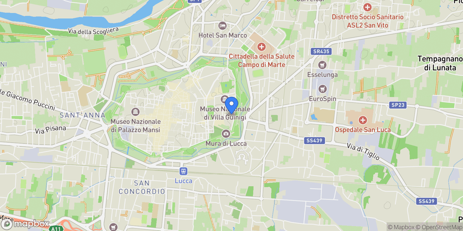 Map showing Lucca, Lucca, Tuscany, Italy.