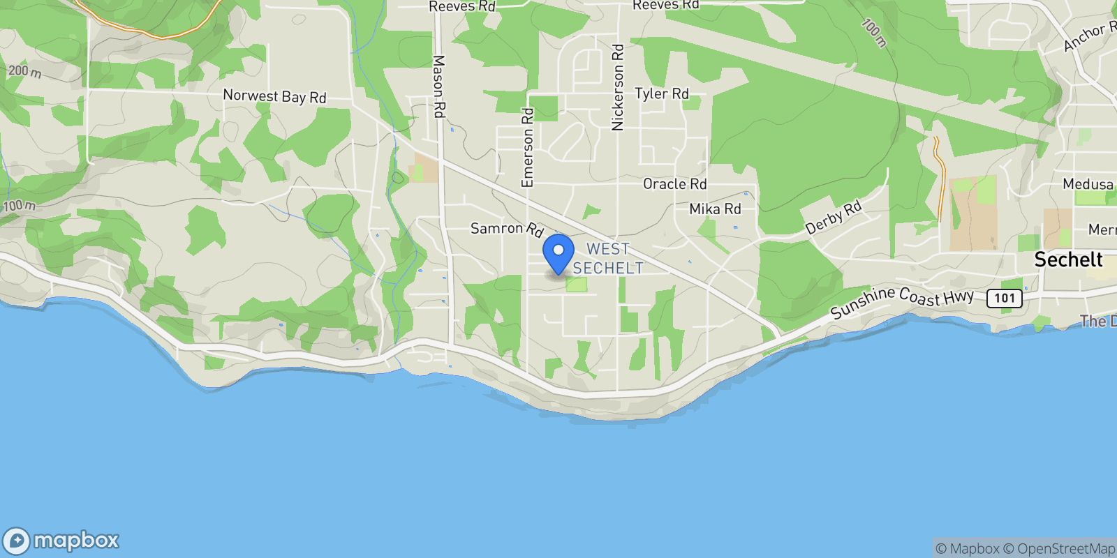 Map showing 6369 Jasper Road, Sechelt, BC V7Z 0R7, Sechelt, British Columbia, Canada.