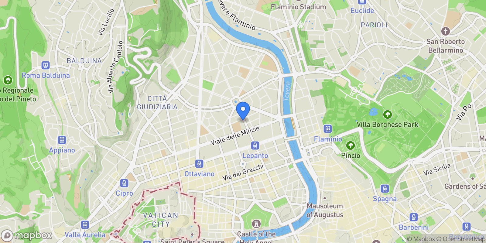 Map showing Via Giuseppe Ferrari, Rome, Lazio, Italy.