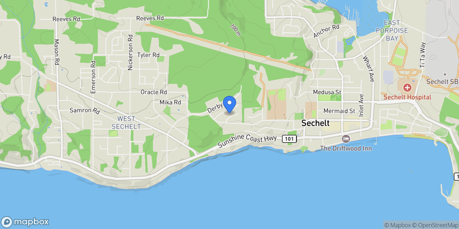 Map showing 5537 Peregrine Crescent, Sechelt, BC V7Z 0V5, Sechelt, British Columbia, Canada.