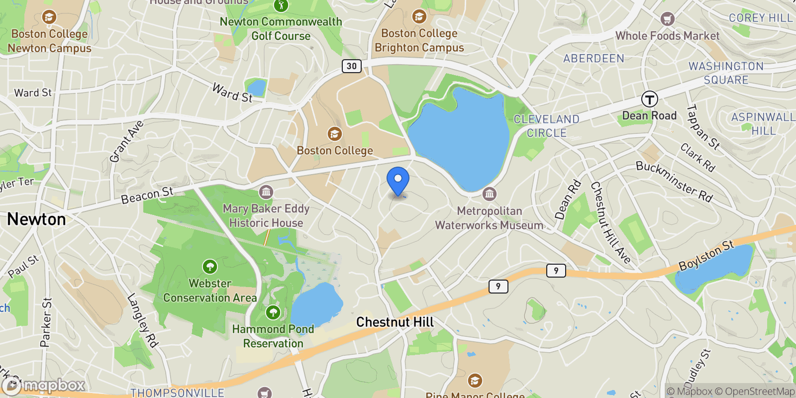 Map showing 65 Essex Rd, Newton, MA, USA, Brookline, Massachusetts, United States.