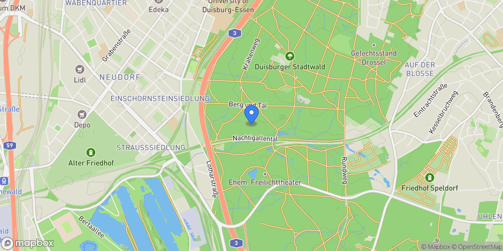 Map showing Duisburg, North Rhine-Westphalia, Germany.