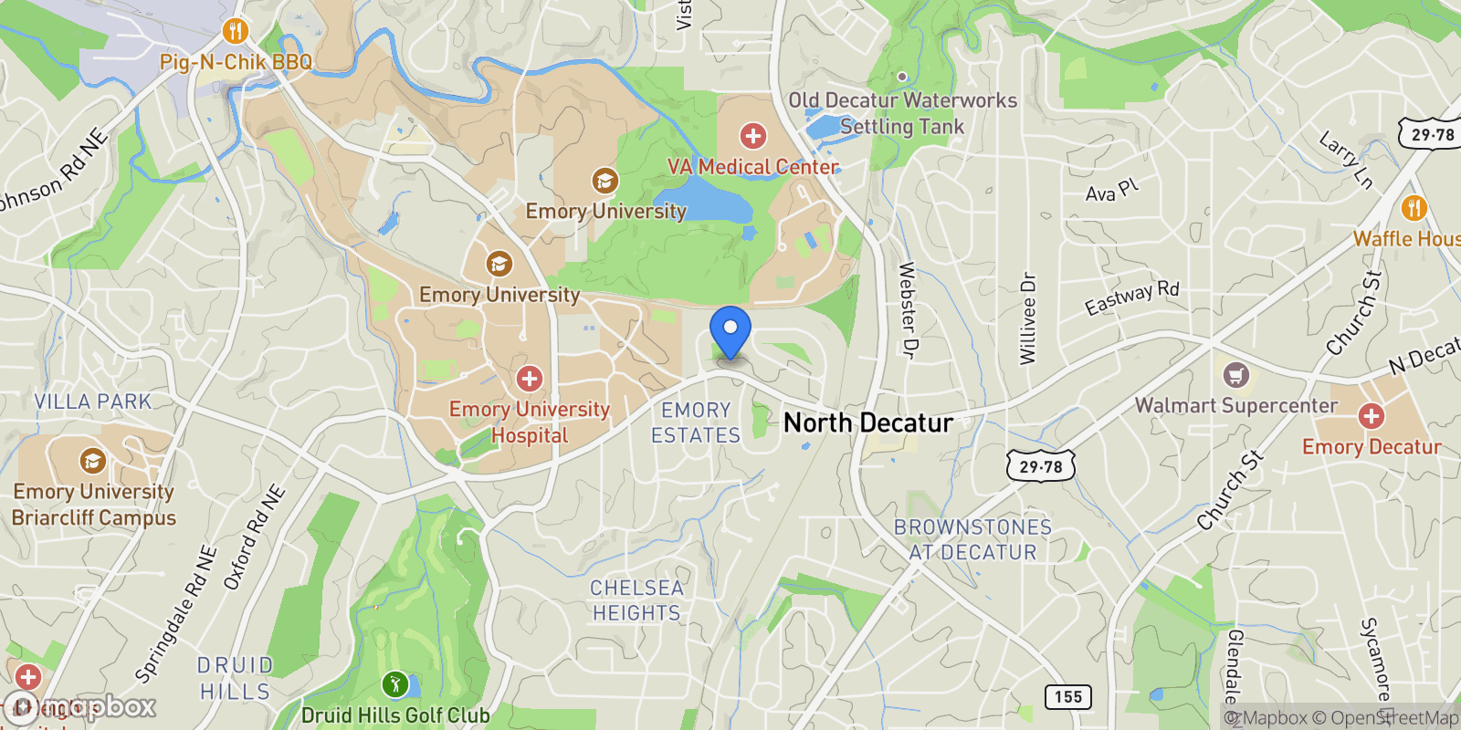 Map showing 1926 N Decatur Road NE, Atlanta, Georgia, United States.