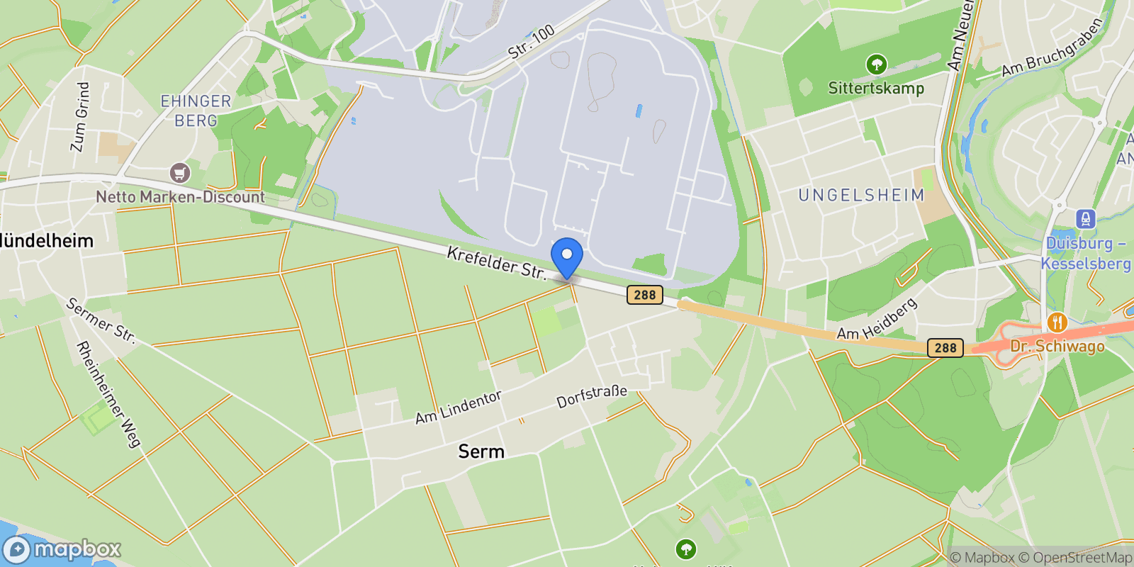 Map showing Duisburg, North Rhine-Westphalia, Germany.