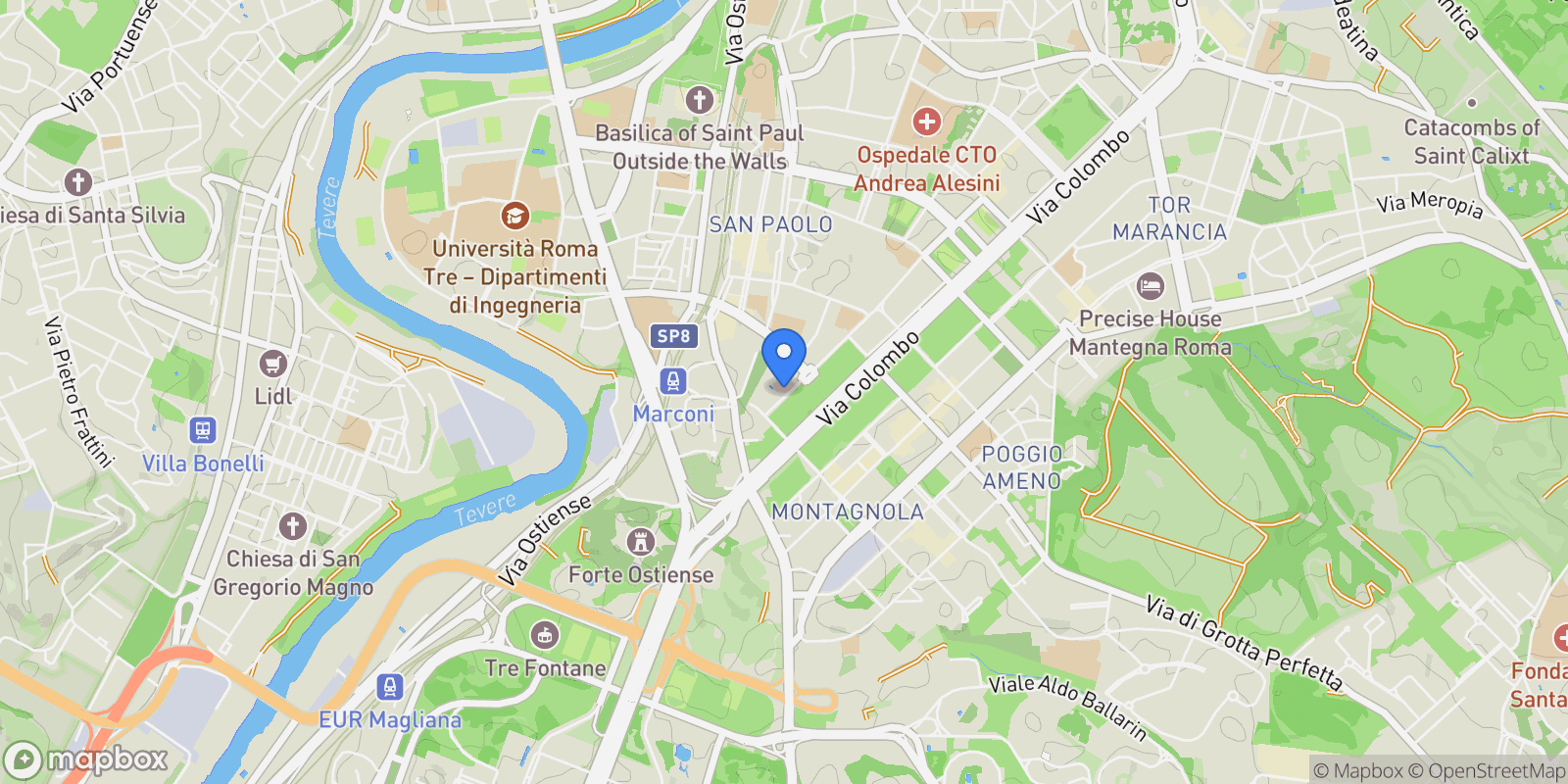 Map showing Via Ruzzante, Rome, Lazio, Italy.