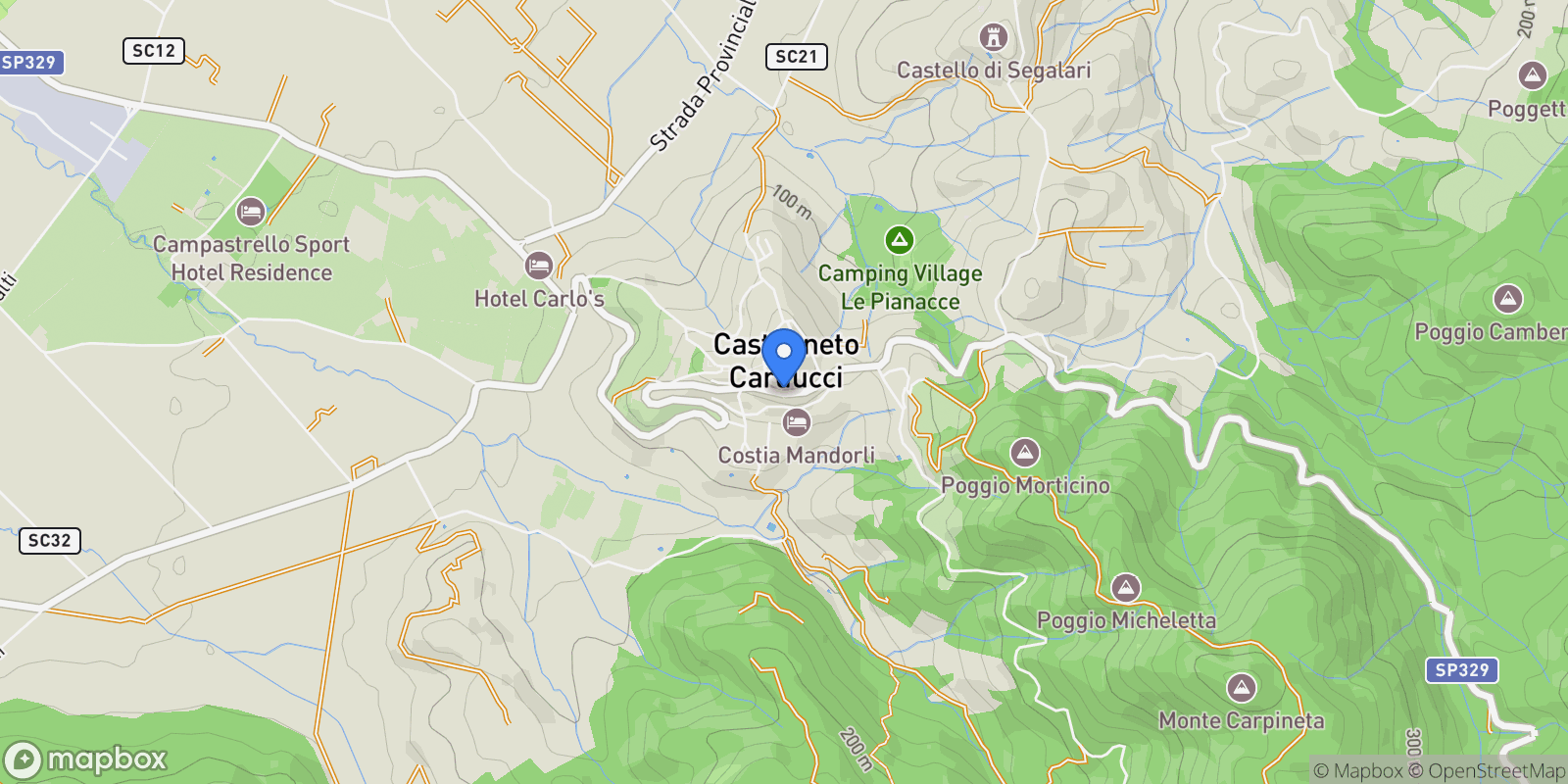 Map showing Castagneto Carducci, Castagneto Carducci, Tuscany, Italy.