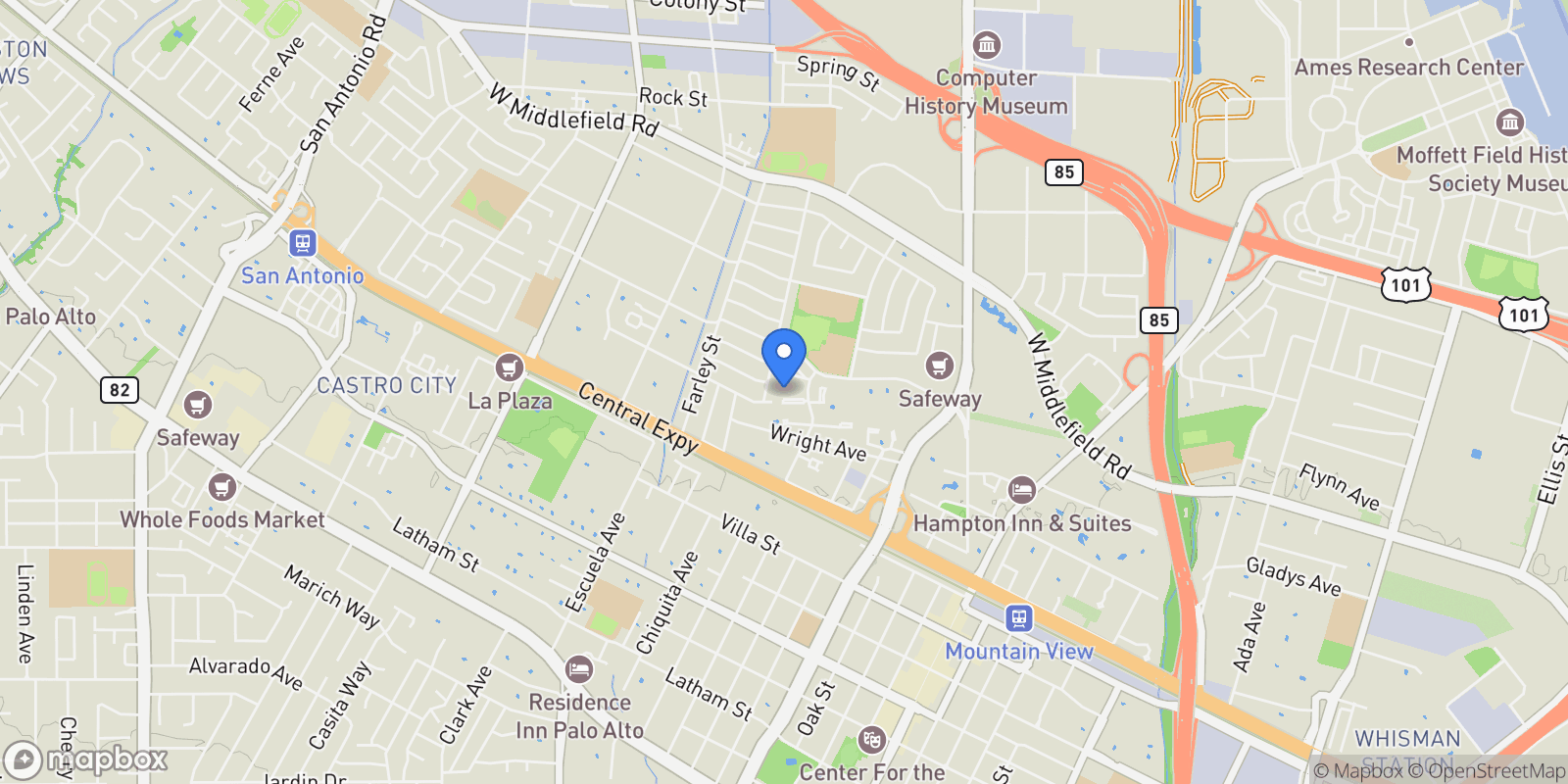 Map showing 1542 Canna Court, Mountain View, California, United States.