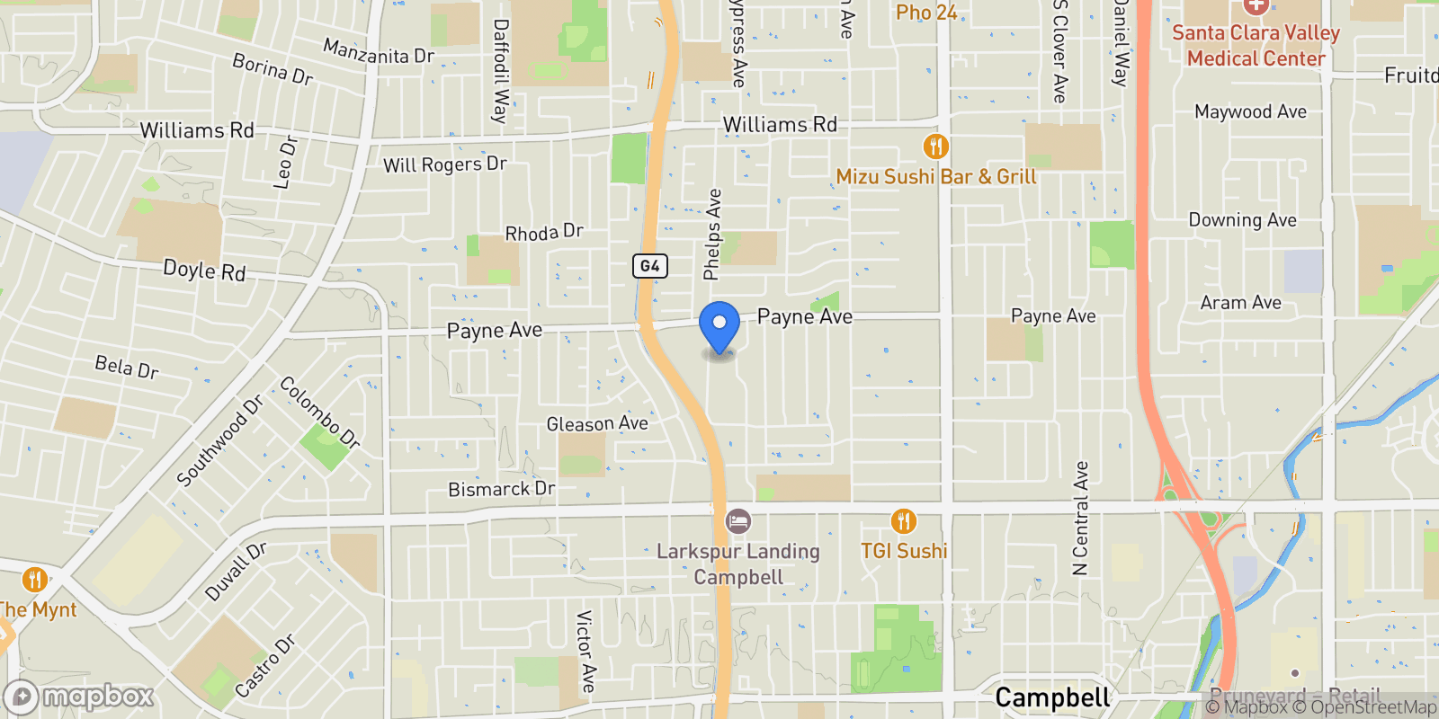 Map showing 1375 Pinehurst Square, San Jose, California, United States.