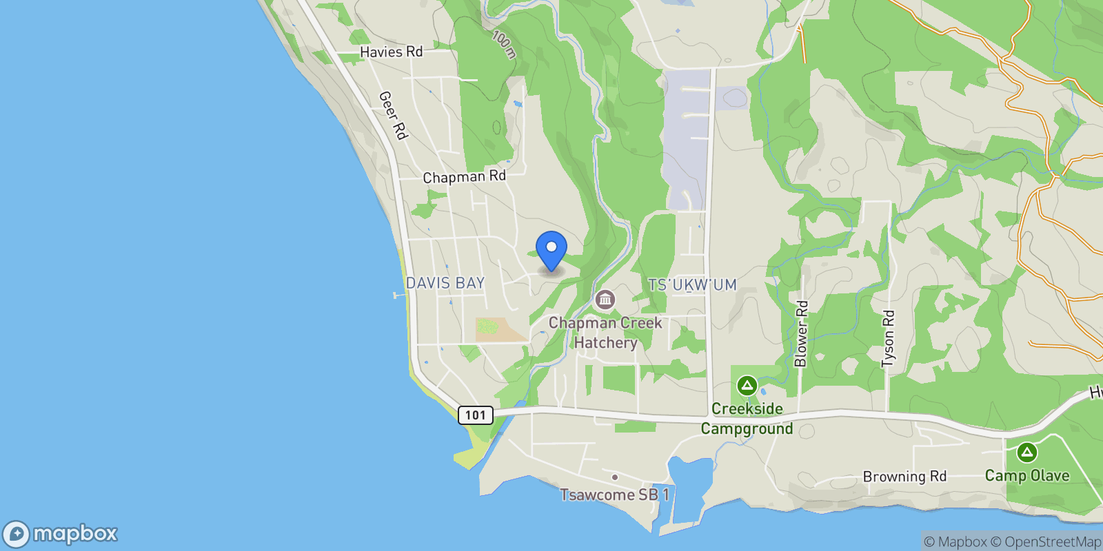 Map showing 5005 Bay Road, Sechelt, BC V7Z 0E9, Sechelt, British Columbia, Canada.