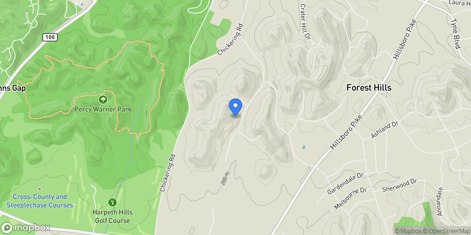 Map showing 4353 Chickering Ln, Forest Hills, Tennessee, United States.