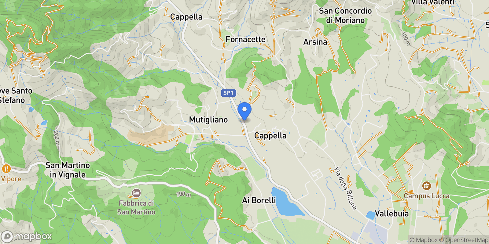 Map showing Lucca, Lucca, Tuscany, Italy.