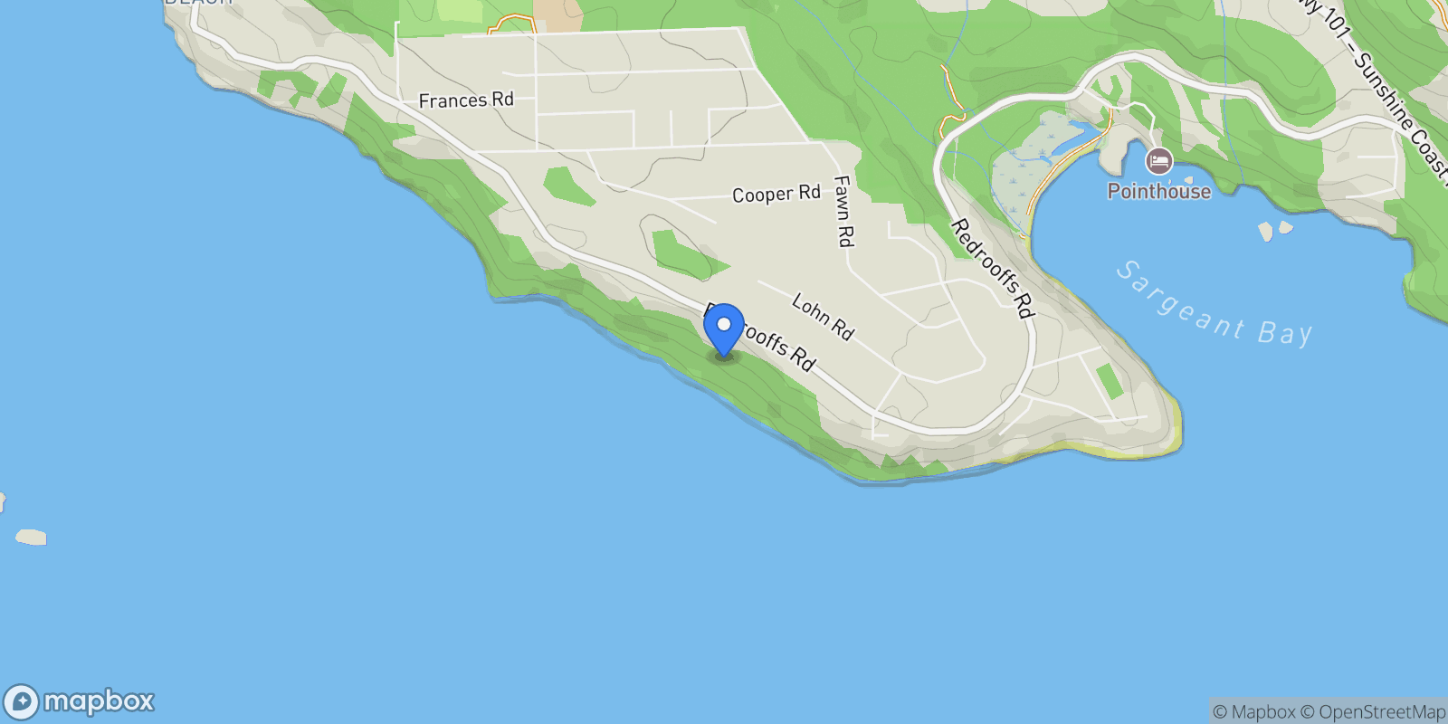 Map showing 7949 Redrooffs Road, Halfmoon Bay, BC V7Z 1C6, Halfmoon Bay, British Columbia, Canada.