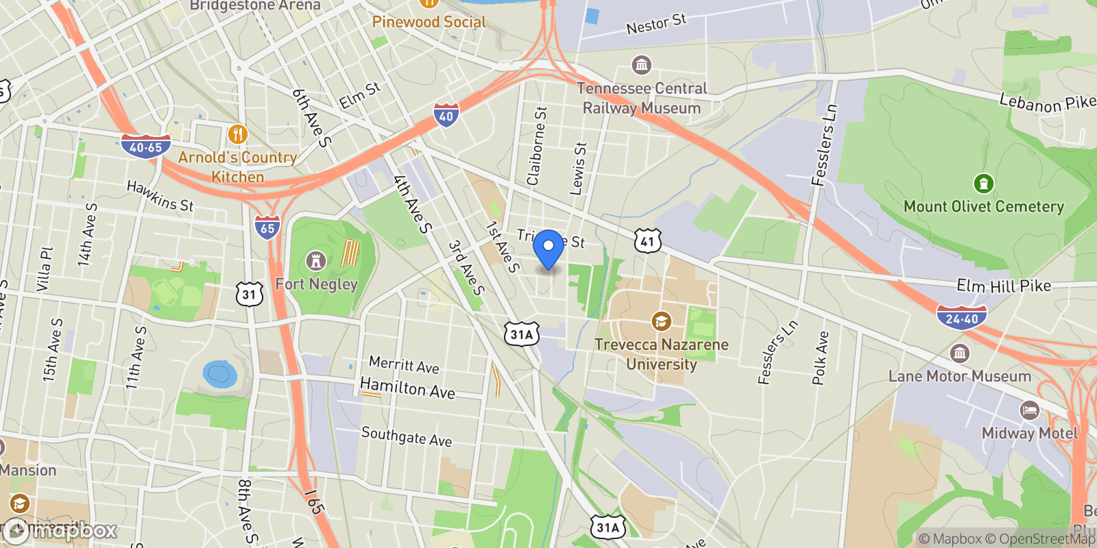 Map showing 42 Shepard St, Nashville, Tennessee, United States.