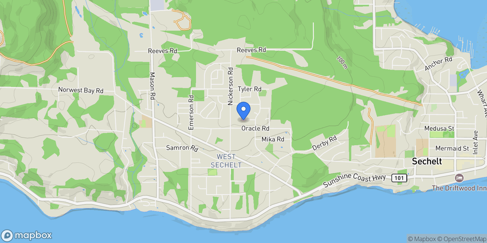 Map showing 6263 Apollo Road, Sechelt, BC V7Z 0N7, Sechelt, British Columbia, Canada.
