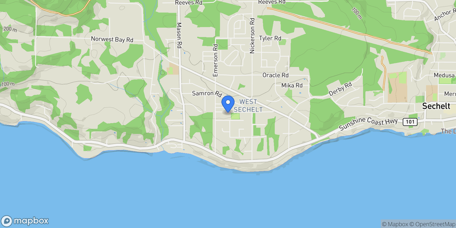 Map showing 6369 Jasper Road, Sechelt, BC V7Z 0R7, Sechelt, British Columbia, Canada.