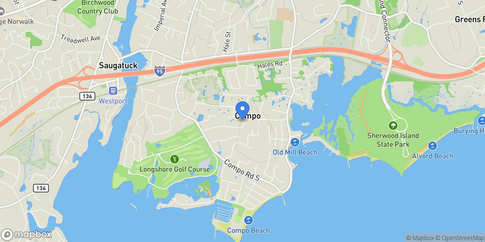 Map showing 39 Compo Parkway, Westport, CT, 06880, USA, Westport, Connecticut, United States.