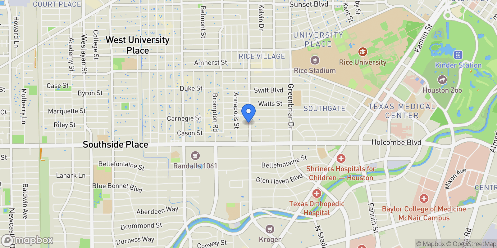 Map showing 2601 Talbott Street, Houston, Texas, United States.