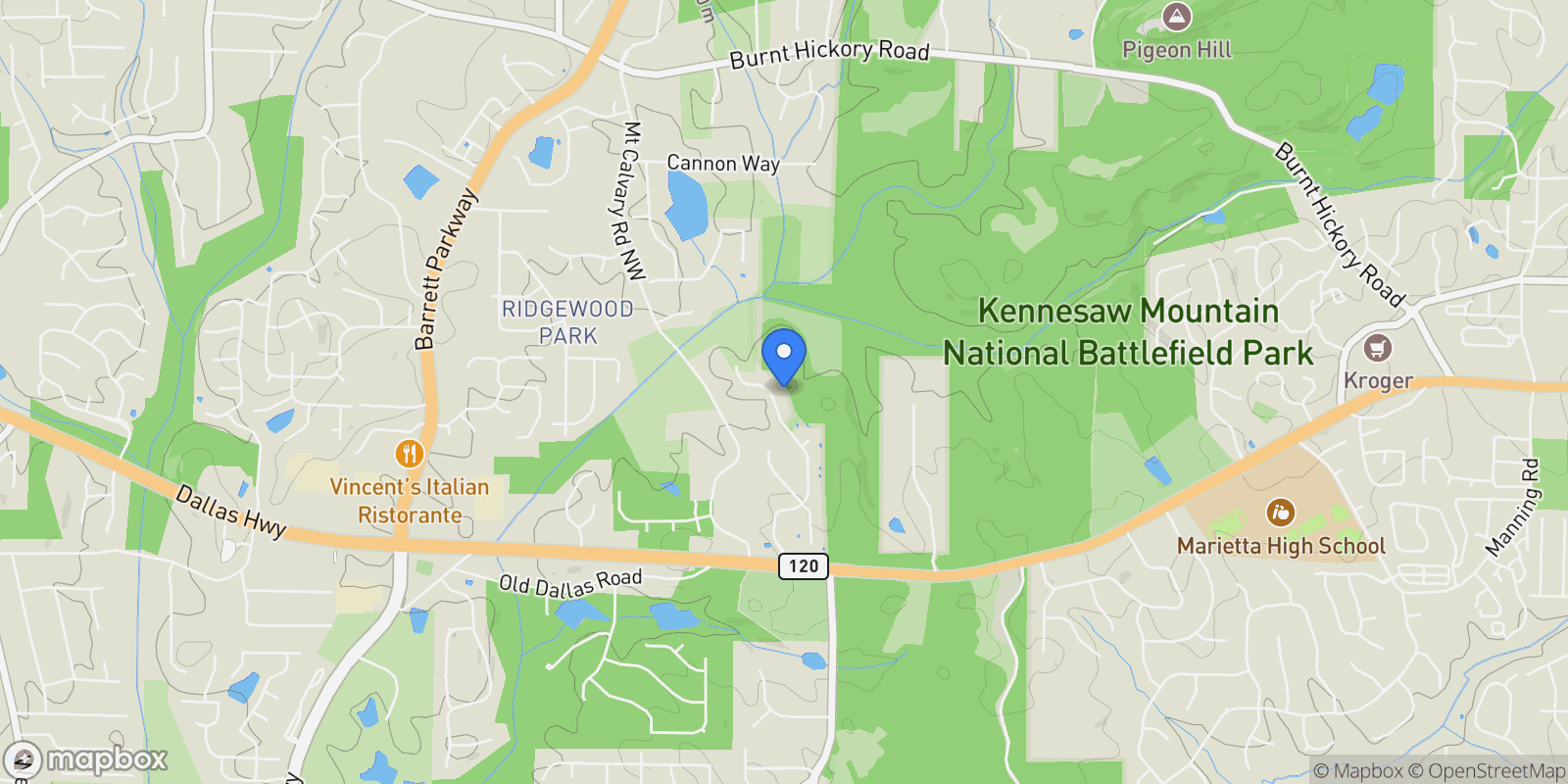 Map showing 396 Battlefield Creek Drive, Marietta, Georgia, United States.