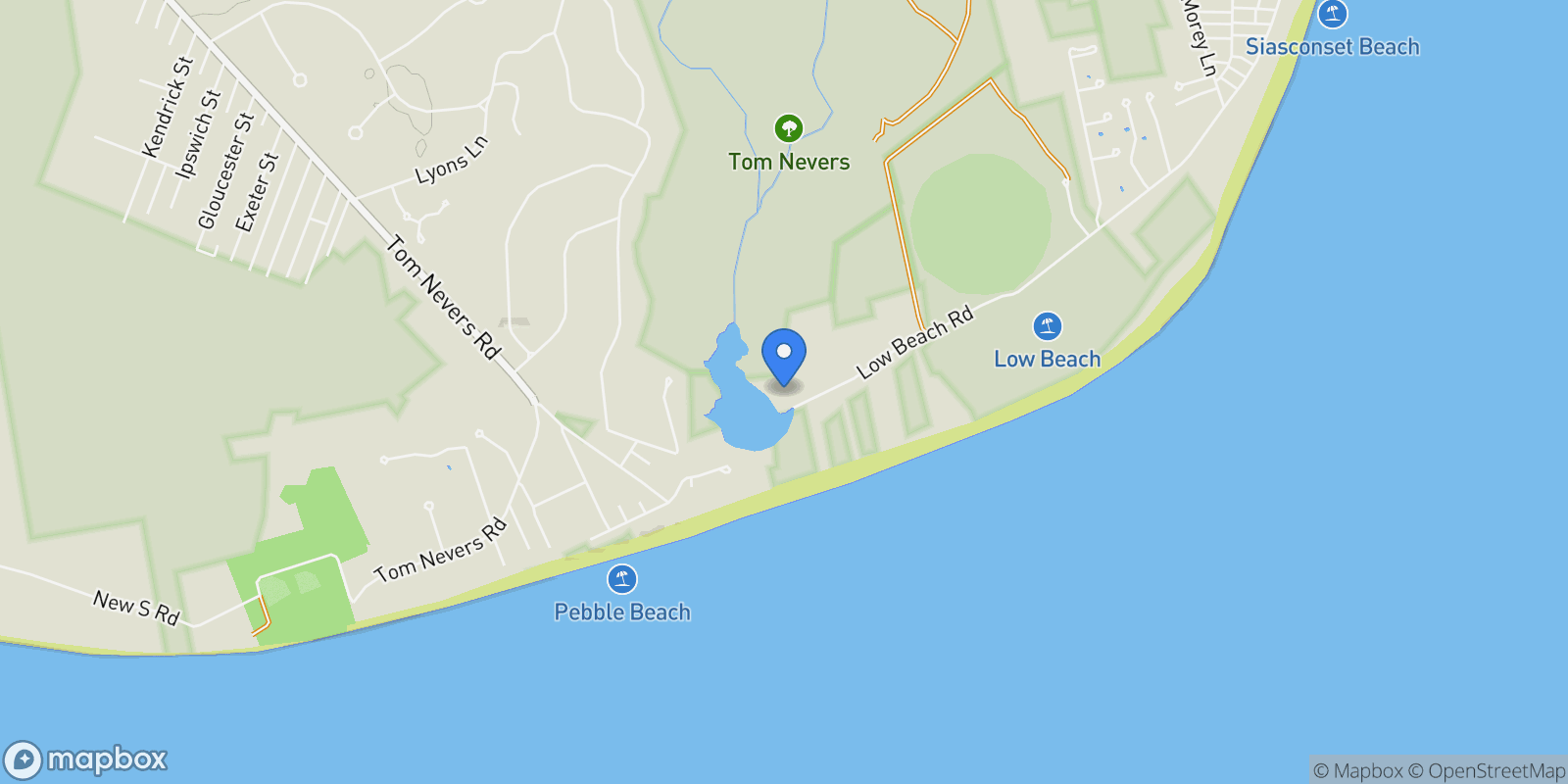 Map showing 105 Low Beach Road, Nantucket, MA, 02554, USA, Nantucket, Massachusetts, United States.