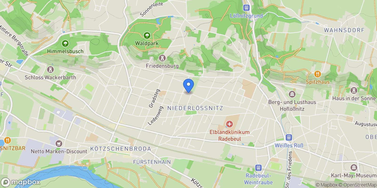 Map showing Radebeul, Saxony, Germany.