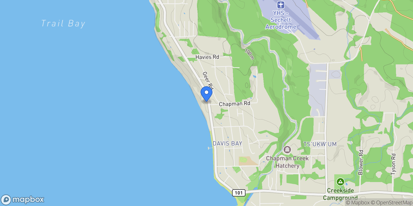 Map showing 4893 Sunshine Coast Highway, Sechelt, BC V7Z 0B6, Sechelt, British Columbia, Canada.