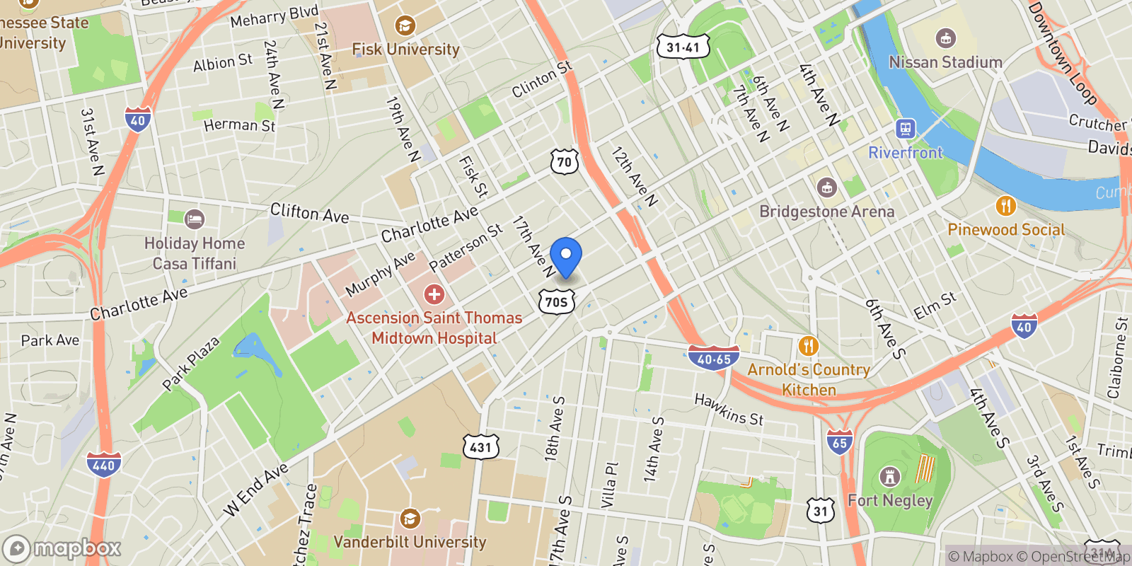 Map showing 1616 West End Ave 2609, Nashville, Tennessee, United States.
