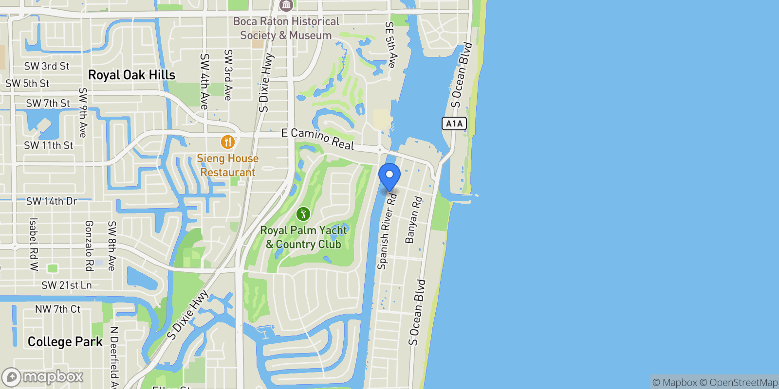 Map showing 1131 Spanish River Road, Boca Raton, FL, 33432, USA, Boca Raton, Florida, United States.