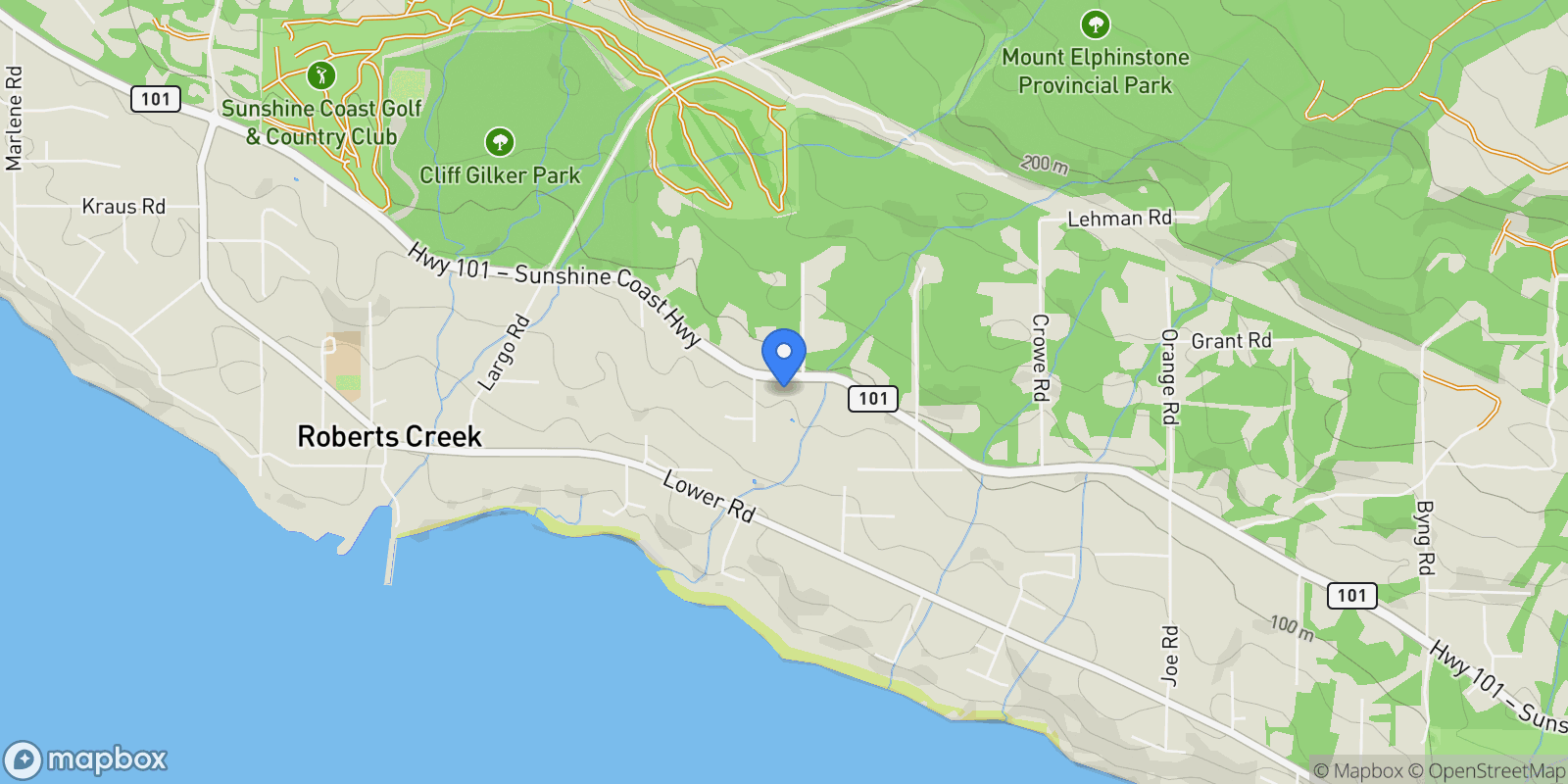 Map showing 1106 A & B Gladwin Trail Road, Roberts Creek, BC V0N 2W4, Roberts Creek, British Columbia, Canada.