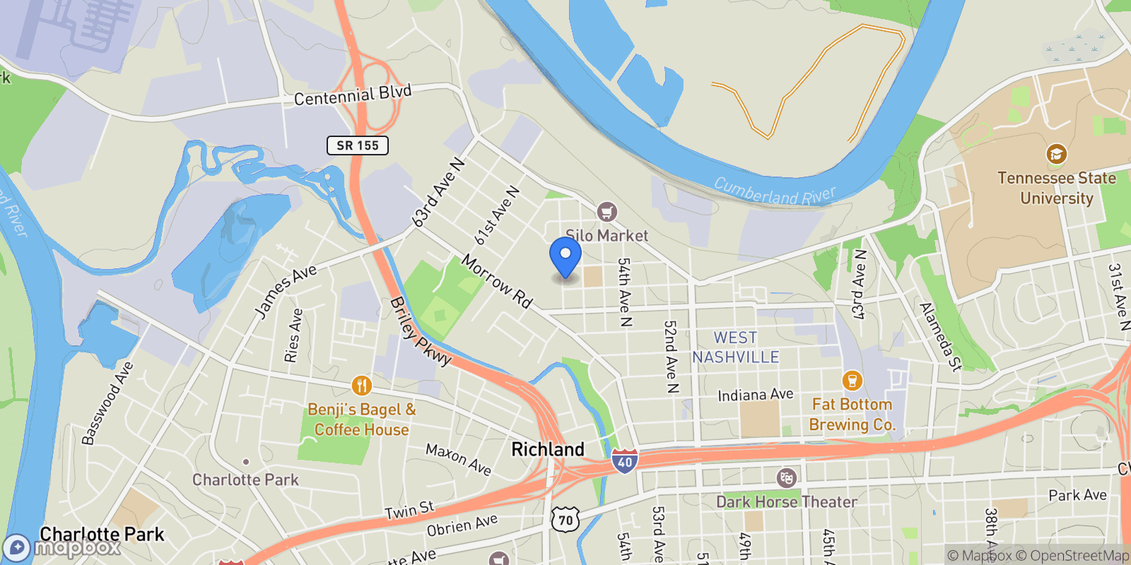Map showing 1414 57th Ave N, Nashville, Tennessee, United States.