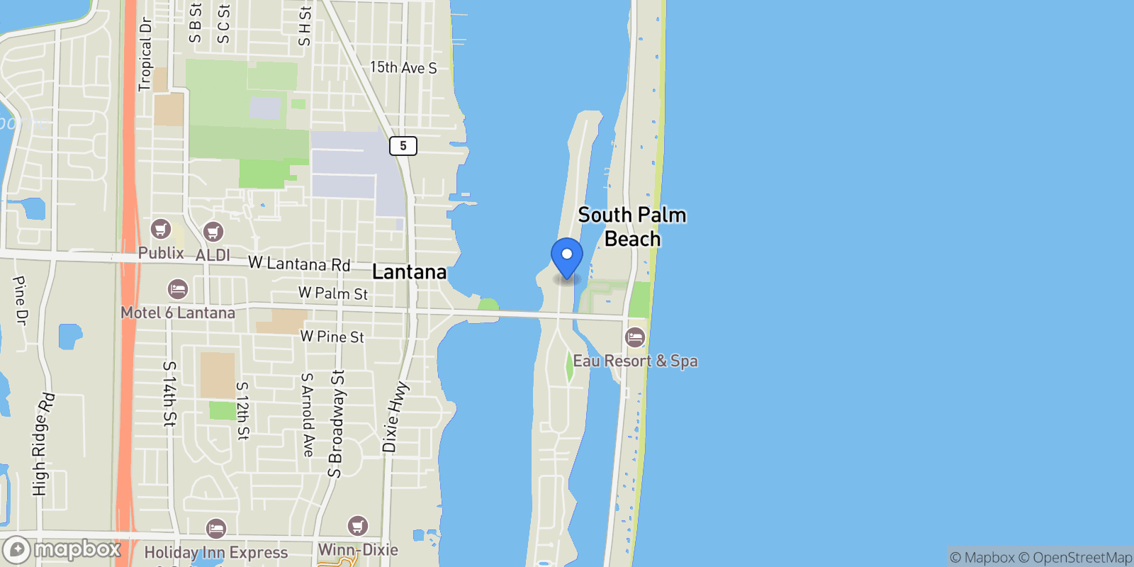 Map showing 310 N Atlantic Drive, Lantana, FL, 33462, USA, Lantana, Florida, United States.