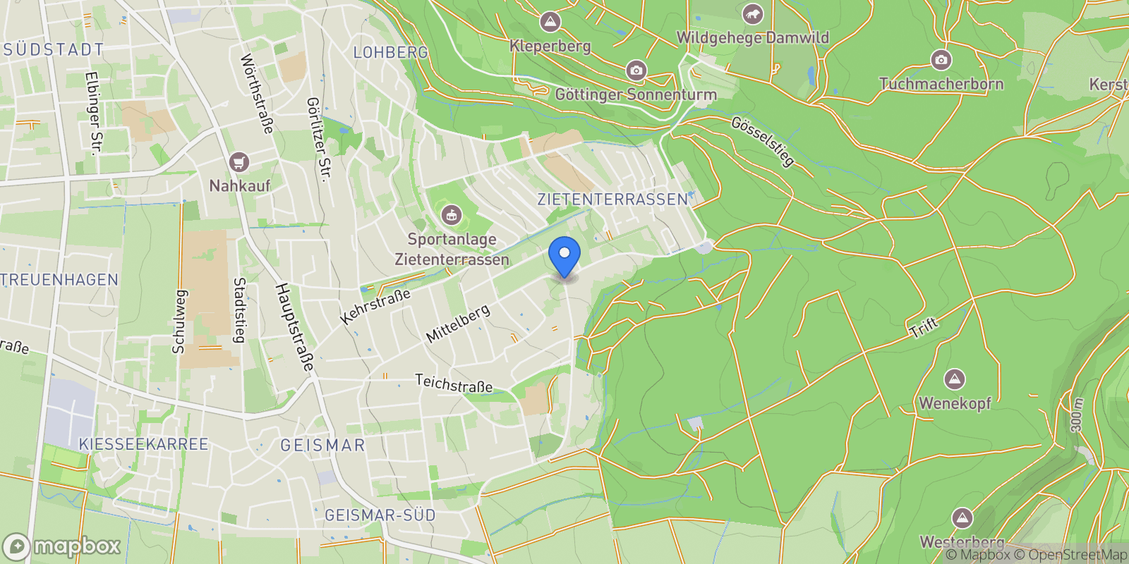 Map showing Göttingen, Lower Saxony, Germany.