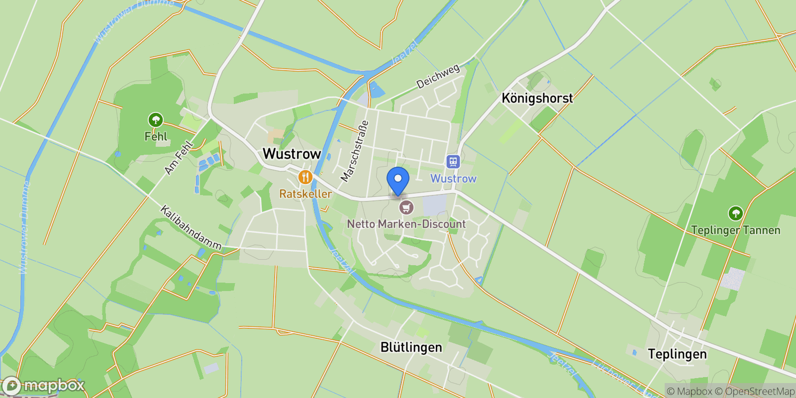 Map showing Wustrow, Lower Saxony, Germany.