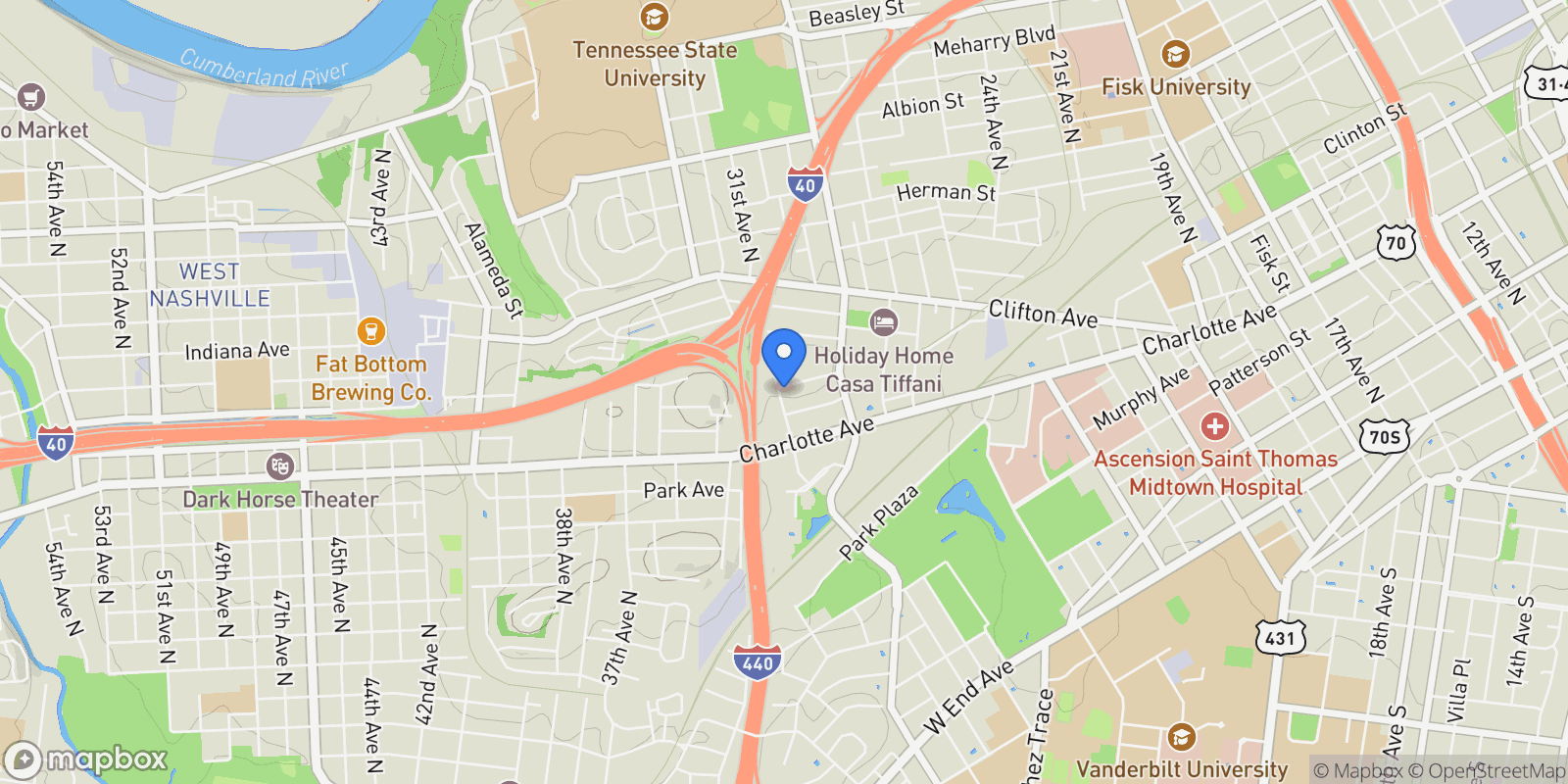 Map showing 514 31st Ave N, Nashville, Tennessee, United States.