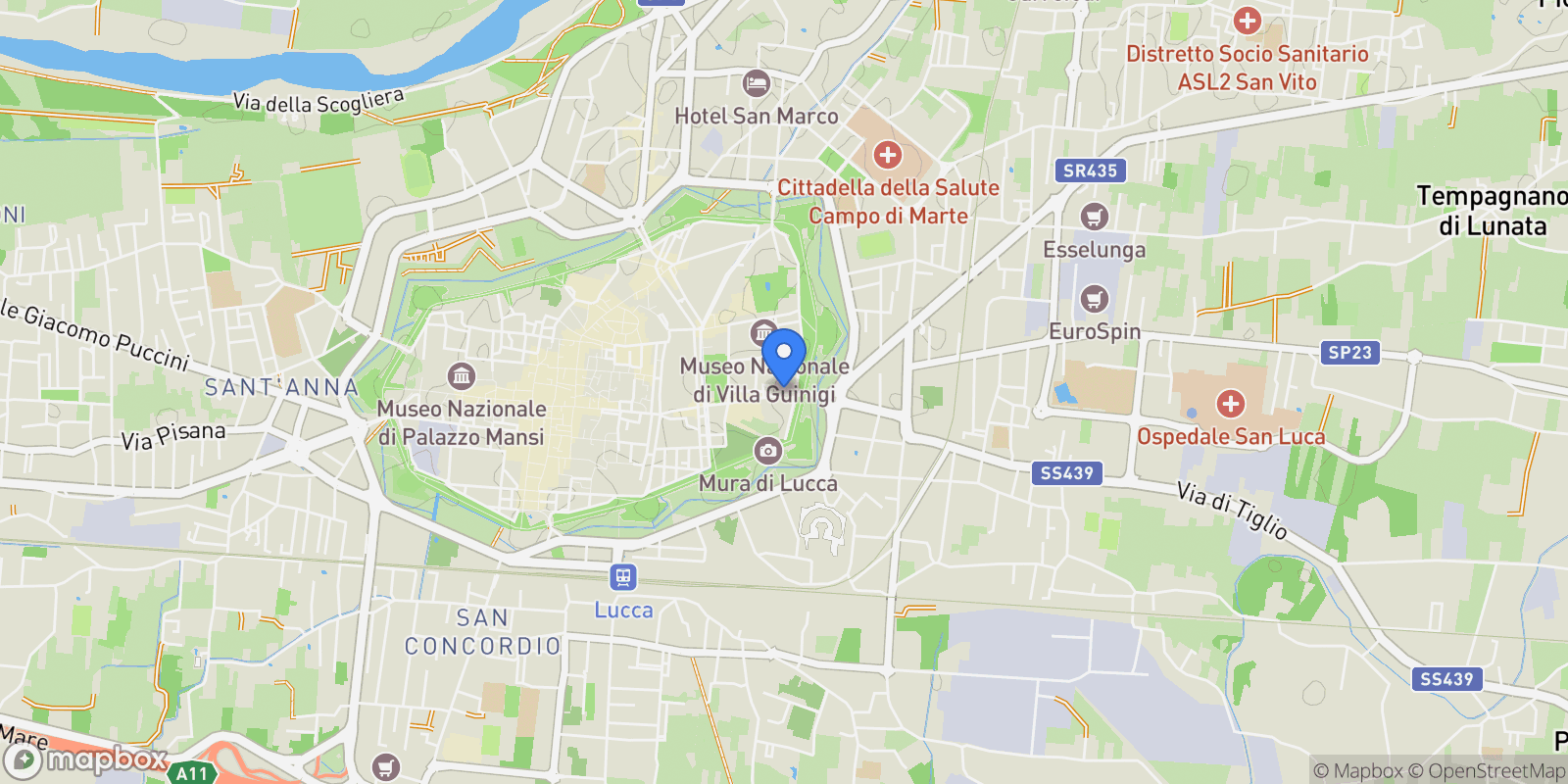 Map showing Lucca, Lucca, Tuscany, Italy.