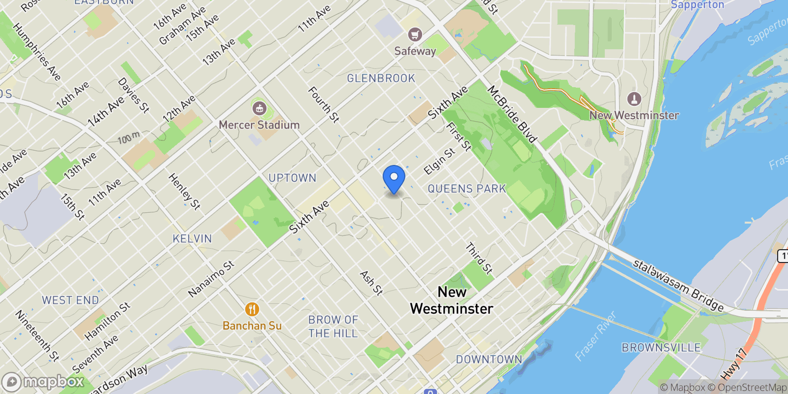 Map showing 438 4th Street, New Westminster, BC V3L 2V4, New Westminster, British Columbia, Canada.