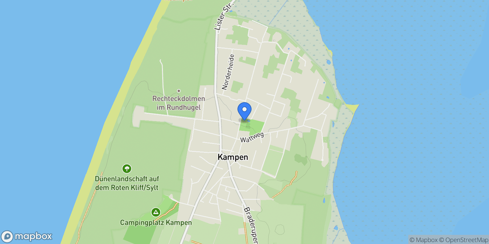 Map showing Kampen, Schleswig-Holstein, Germany.