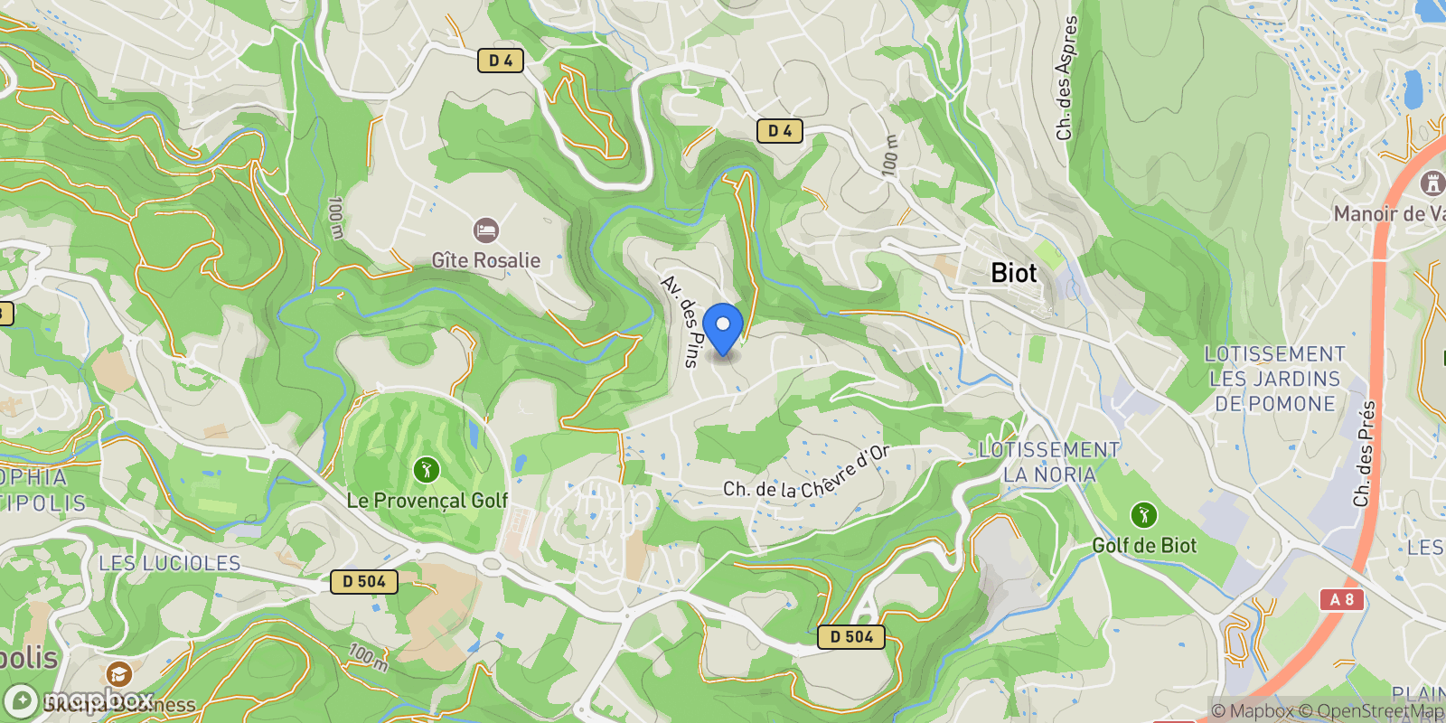 Map showing Biot, Provence-Alpes-Côte d'Azur, France.