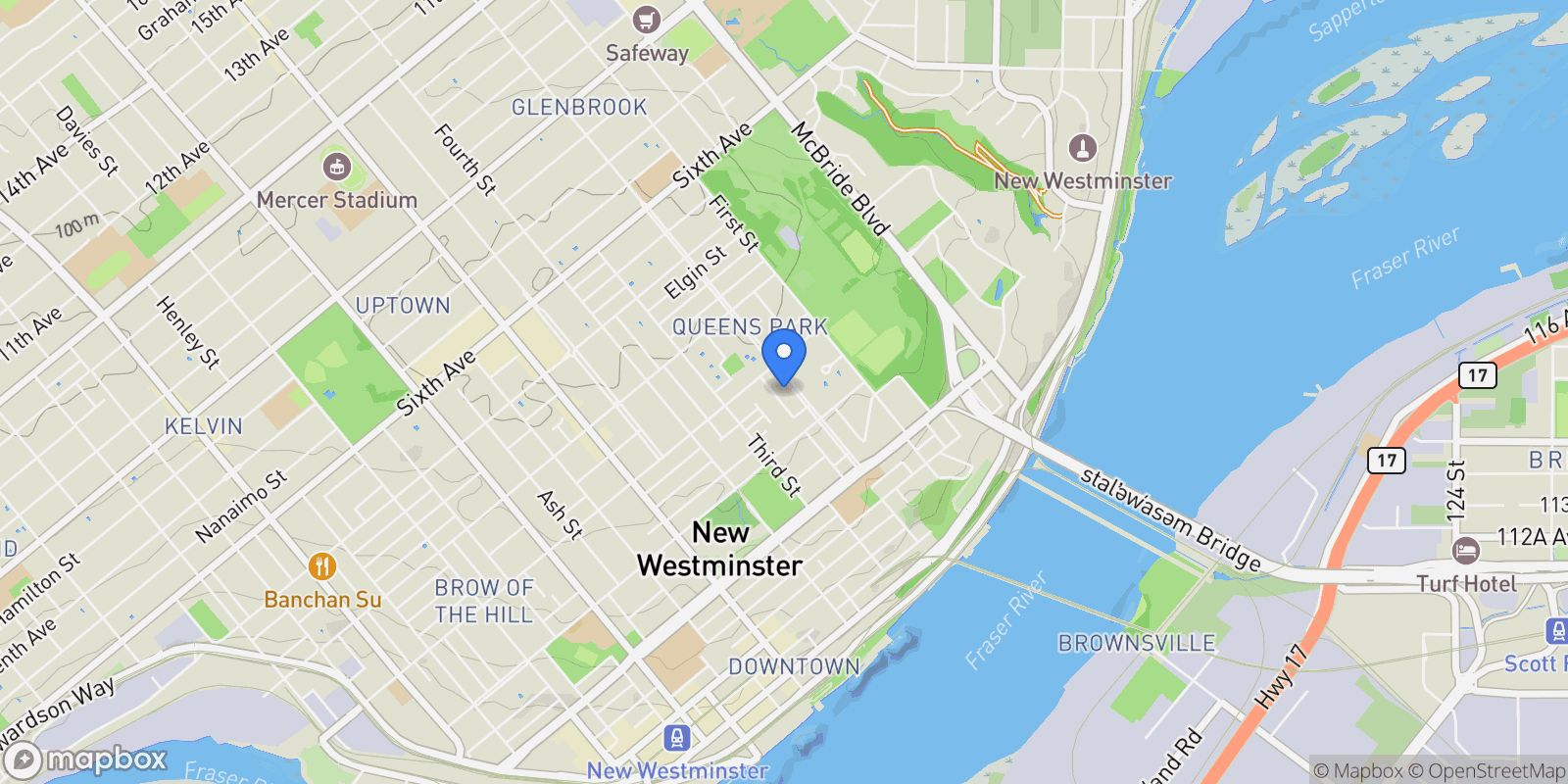 Map showing 226 Second Street, New Westminster, BC V3L 2K6, New Westminster, British Columbia, Canada.